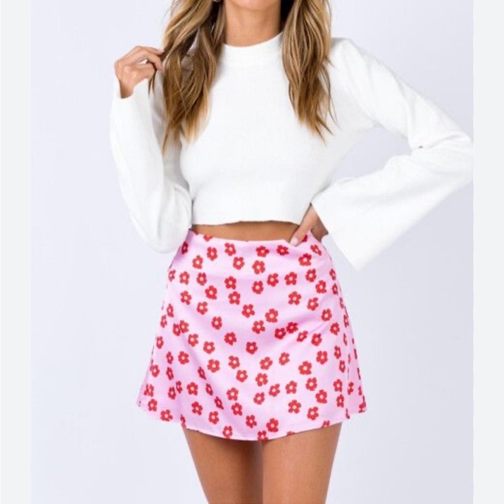Princess Polly Pink and Red Floral Mini Skirt